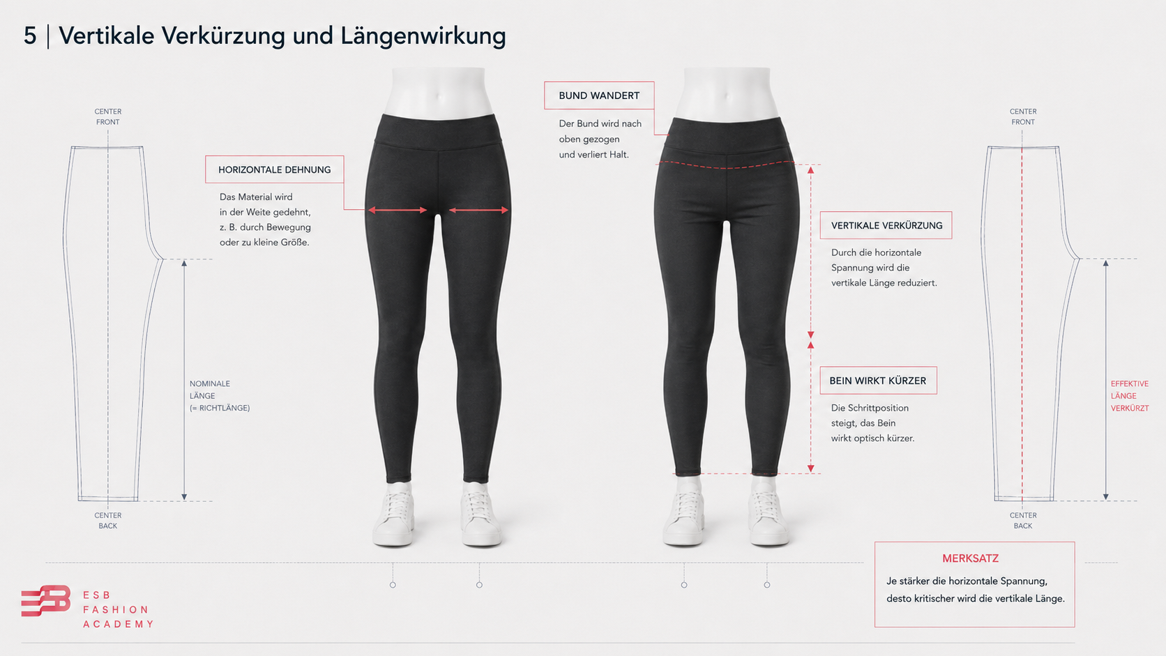 Vertikale Verkürzung und Längenwirkung
